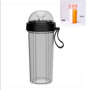600 ml | Black Dual Straw/Drink Portable Bottle